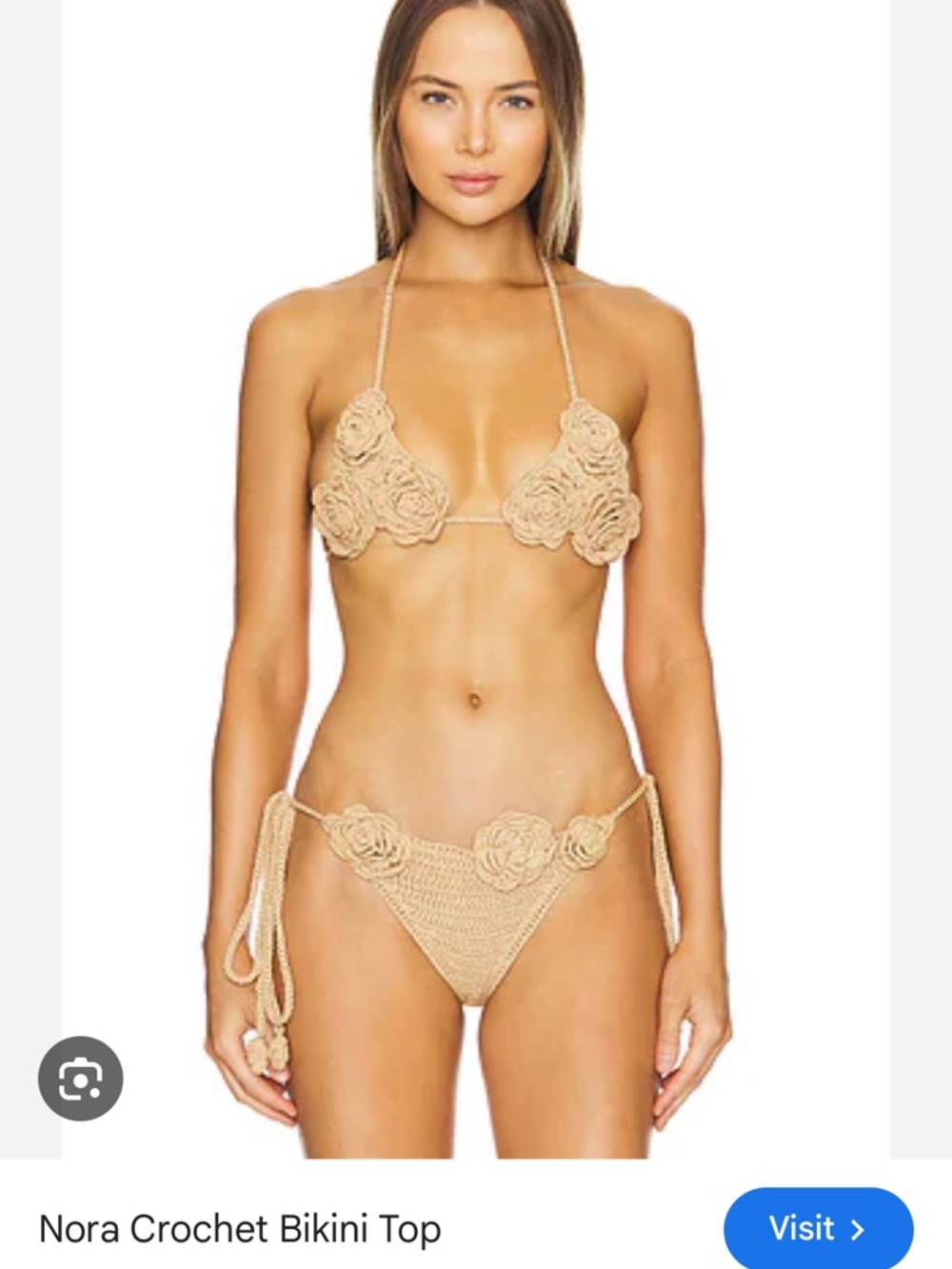 Tularosa Nora Crochet Bikini Top in Beige